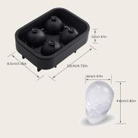 Molde De Hielo En Forma De Cráneo De 4 Células 1 Pieza Material De Silicona Sin Químicos De Alta Preocupación Tipo De Recipiente Para Hielo - details 0