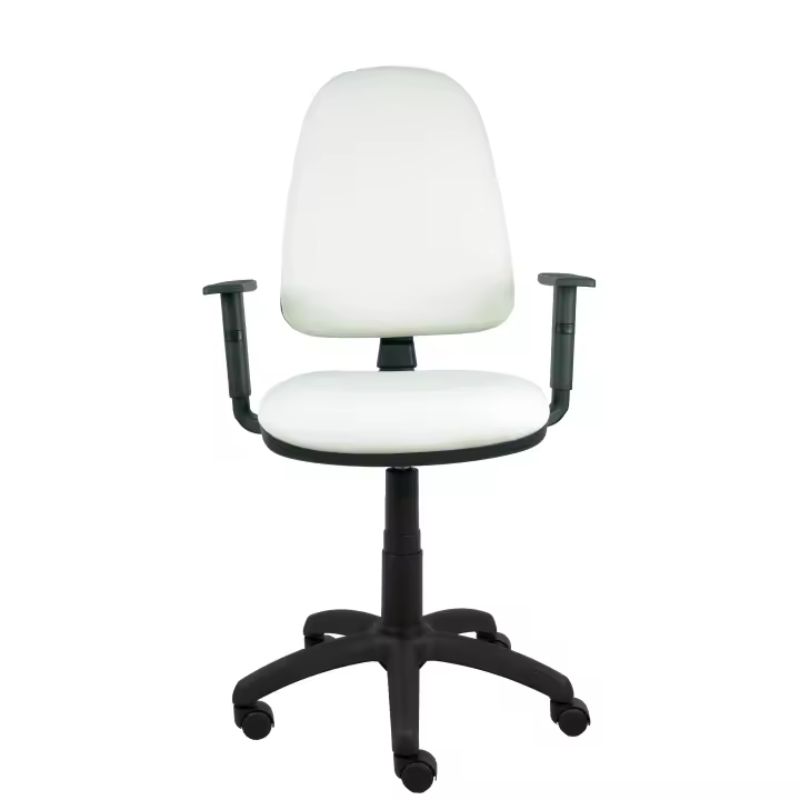 Piqueras Y Crespo Silla de Oficina Ergonómica con Brazos Regulables y Respaldo Tapizado en Similpiel Blanco - 1