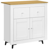 HOMCOM Aparador de Cocina Buffet Auxiliar de Comedor Moderno con Puertas Dobles y 2 Cajones para Salón Entrada Oficina 78x35x80 cm Blanco - details 0