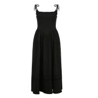 SUCHCUTE Vestido Largo Negro Para Mujer Estilo Coreano Gótico Vintage Sin Mangas Slim Ajustado Para Fiestas Clubwear Verano - details 2