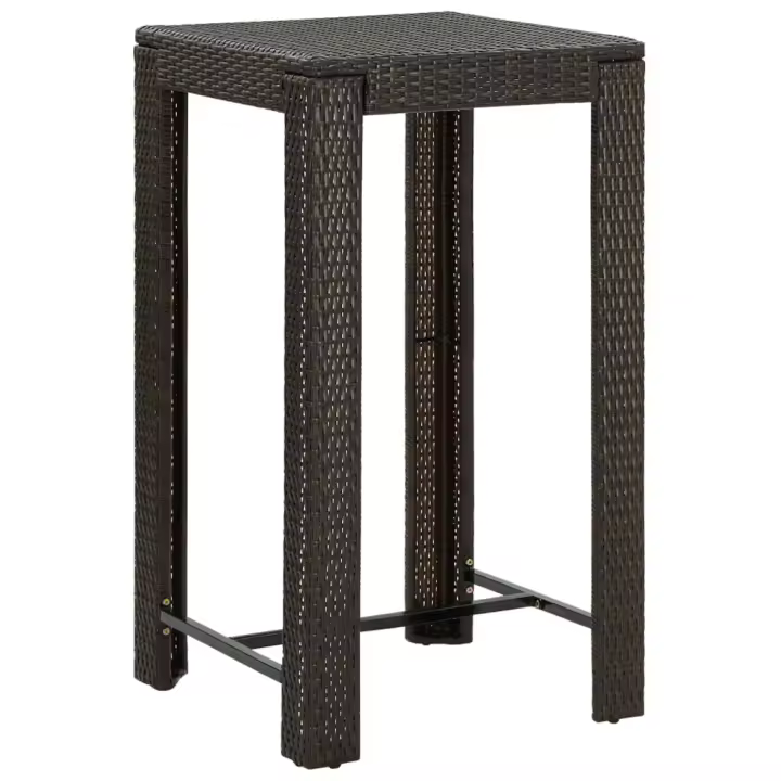 Mesa alta para jardín ratán sintético marrón 60,5x60,5x110,5 cm - 1