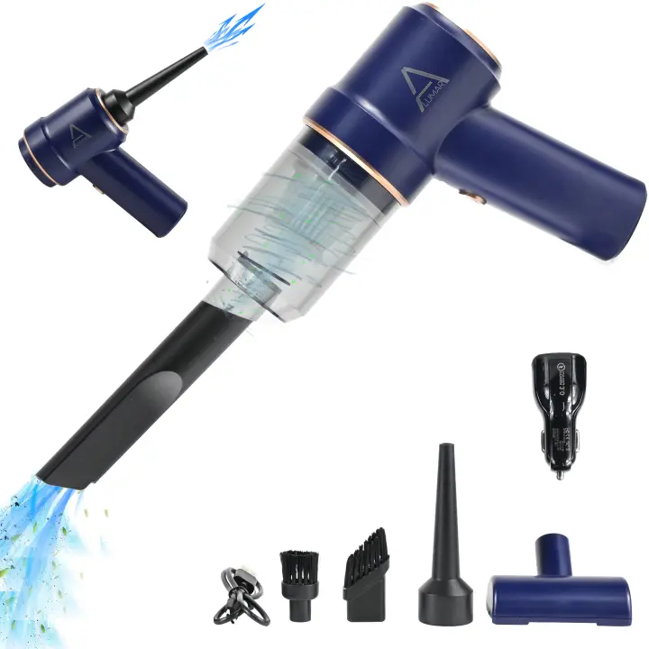 Aspirador de Coche, Aspirador Mano y soplador sin Cable ALUMAR , Cargador de Coche inluido, Filtro HEPA Lavable, 9000PA,4000mah, USB C, Soplador Aspirador portatil, soplador de Aire para pc.. - 1