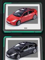 Modelo De Coche De Aleación 1:24 Tesla Model 3 Juguete Electrónico Para Niños Con Sonido Y Luz Colección De Metal Vehículo Simulación Regalo - details 1