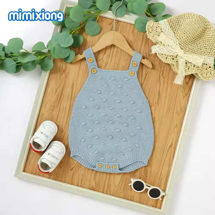 Set de Monos para Niña recién nacida de 0 a 18 meses, mono tejido sin Mangas con neumáticos Rosas, sombreros, Ropa, traje de Invierno - 1