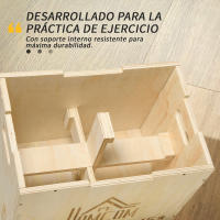 HOMCOM Caja Pliométrica de Madera 3 en 1 Caja de Salto con 2 Mango Hueco Entrenamiento de Fuerza en Casa Oficina Gimnasia CrossFit Carga 120 kg Madera Natural - details 5