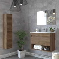 Miroytengo Mueble de baño suspendido con espejo 80 cm Roble Oscuro 80x64x45 cm - details 1