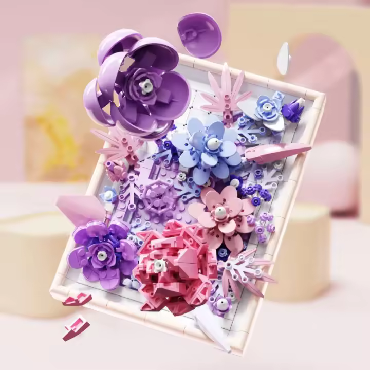 Marco De Fotos Con Bloques De Construcción De Flores Fantasía Modelo De Arreglo De Flores Creativo Decoración De Escritorio Juguete DIY Regalos Para Niños - 1