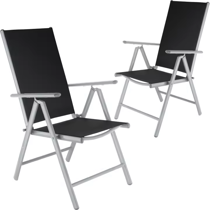 Tectake - Sillas de jardín plegables de aluminio, Estructura de aluminio revestido, muy estable y ligera, Plegables y con malla sintética transpirable, Respaldo alto y reclinable en 7 posiciones, muy cómodas - 1