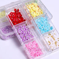 6 Grillas De 3D Flores Blancas Acrílicas Con Cuentas De Acero Para Diseño De Uñas Accesorio De Joyería DIY SASZCT-150 - details 8