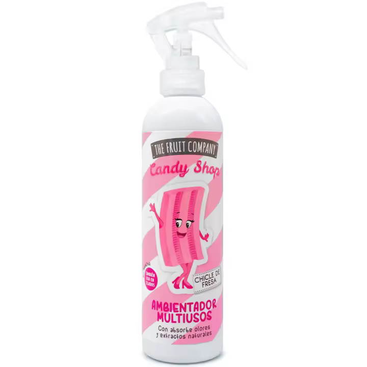 The Fruit Company Spray Ambientador CHICLE DE FRESA Aroma Multiusos 200ml Absorbe Olores Extractos Naturales Candy Edition - 1