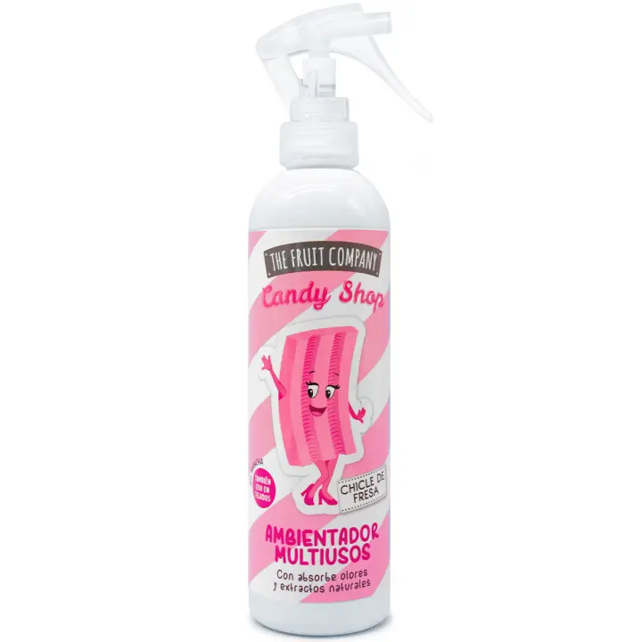 The Fruit Company Spray Ambientador CHICLE DE FRESA Aroma Multiusos 200ml Absorbe Olores Extractos Naturales Candy Edition - 1