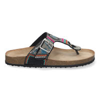 Davinia Shoes Sandalia Plana para Mujer, con Planta Bio, Comoda, Estilo Esclava con Piedras de Strass en la Pala y Detalle de Hebilla. Shoes&Blues.es AY-3068-Negro - details 1