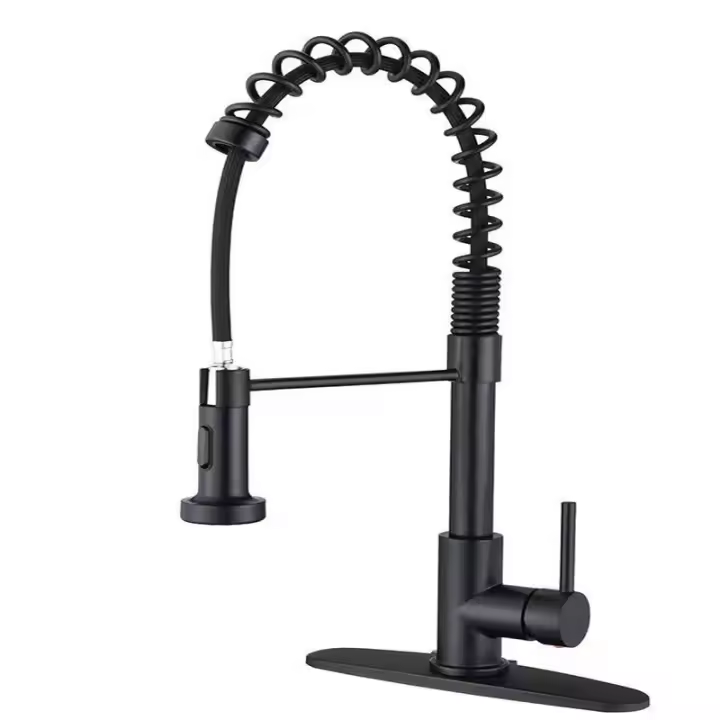 Grifo extraíble con cuerpo de acero inoxidable 304, manguera retráctil, modo caño múltiple, absorción magnética, revestimiento antihuellas, cartucho cerámico, sistema de filtración, base giratoria 360°, cocina, baño, doméstico - 1