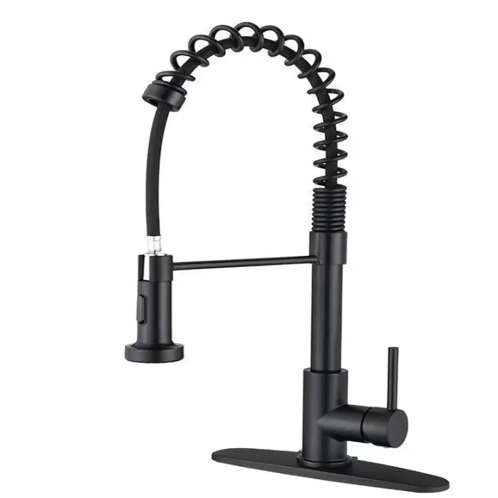 Grifo extraíble con cuerpo de acero inoxidable 304, manguera retráctil, modo caño múltiple, absorción magnética, revestimiento antihuellas, cartucho cerámico, sistema de filtración, base giratoria 360°, cocina, baño, doméstico - 1