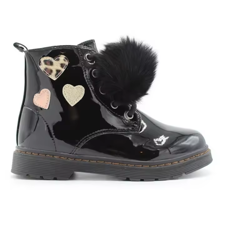 Botin charol con cordon Bubble para niña c1144 color negro - 1