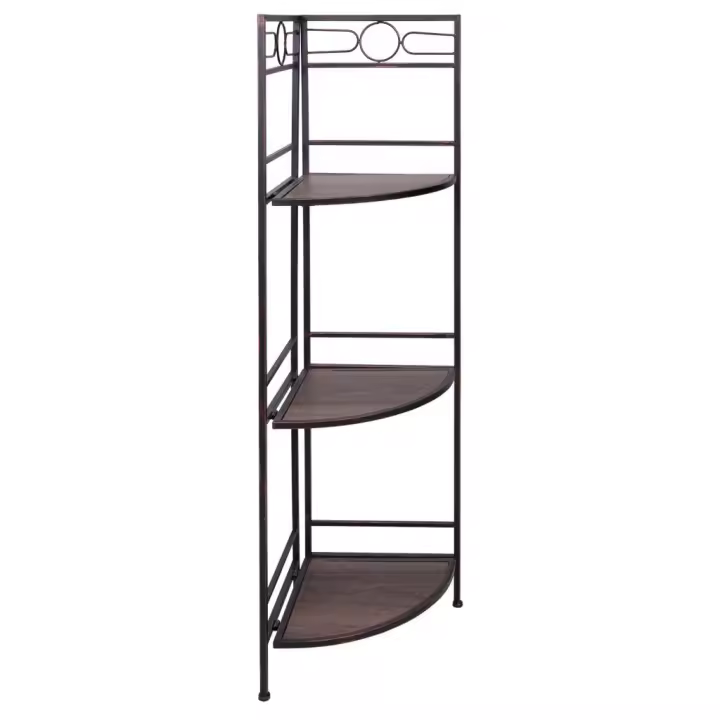 WANDERLUST DECO Estantería rinconera de madera y metal negra 50x36x126h cm - 1