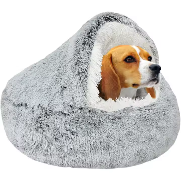 Cama relajante para gatos y perros pequeños, cueva para gatos de interior, base antideslizante, lavable a máquina, con capucha y antiansiedad (menos de 7 kg) - 1