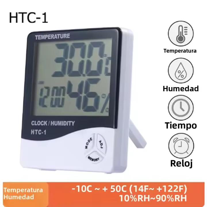 HTC-1 HTC-2 Medidor De Temperatura Y Humedad Digital Con Pantalla LCD Estación Meteorológica Para Interior Y Exterior - 1
