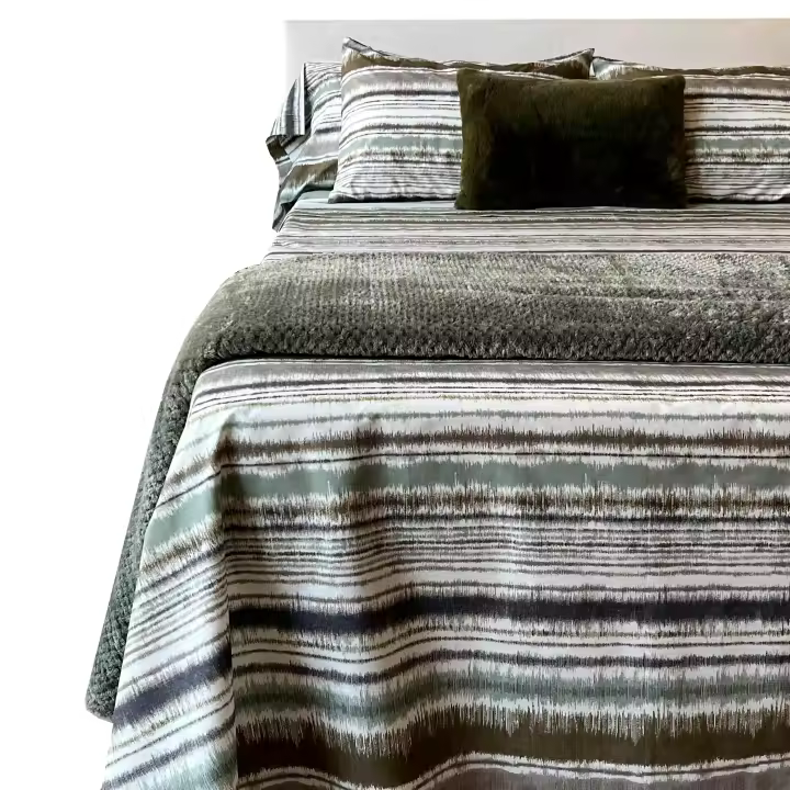 Juego de Sábanas Algodón 3 o 4 Piezas Rayas Verdes de Alta Calidad – Perfecto para Dormir con Estilo – Alo Home - 1