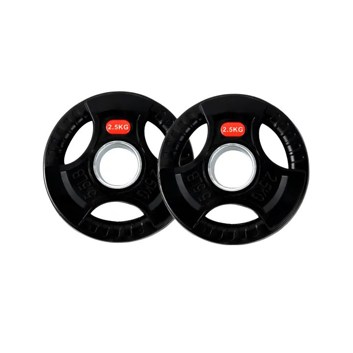 Ozio Fitness 2 Discos de Pesas  30 mm de 3 agarres con Recubrimiento de Caucho Musculación 2,5 kg / 5 kg / 7,5 kg / 10 kg - 1