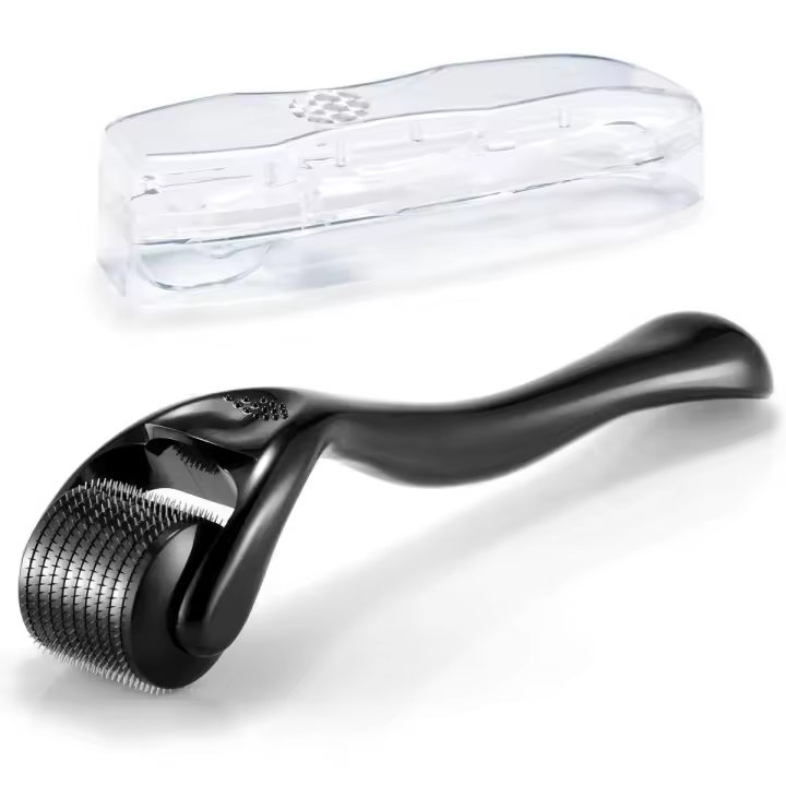 Rodillo De Acero Inoxidable Para Cuidado De La Piel Negro Con 540 Agujas Microneedle 0.25 0.3mm Para Cuidado Facial Y Corporal Crecimiento De Cabello - 1
