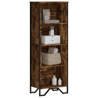 vidaXL Estantería madera de ingeniería 50x31x137,5 cm en color Roble ahumado/Marrón roble/Negro y más | almacenamiento funcional diseño moderno para baño dormitorio sala - details 0