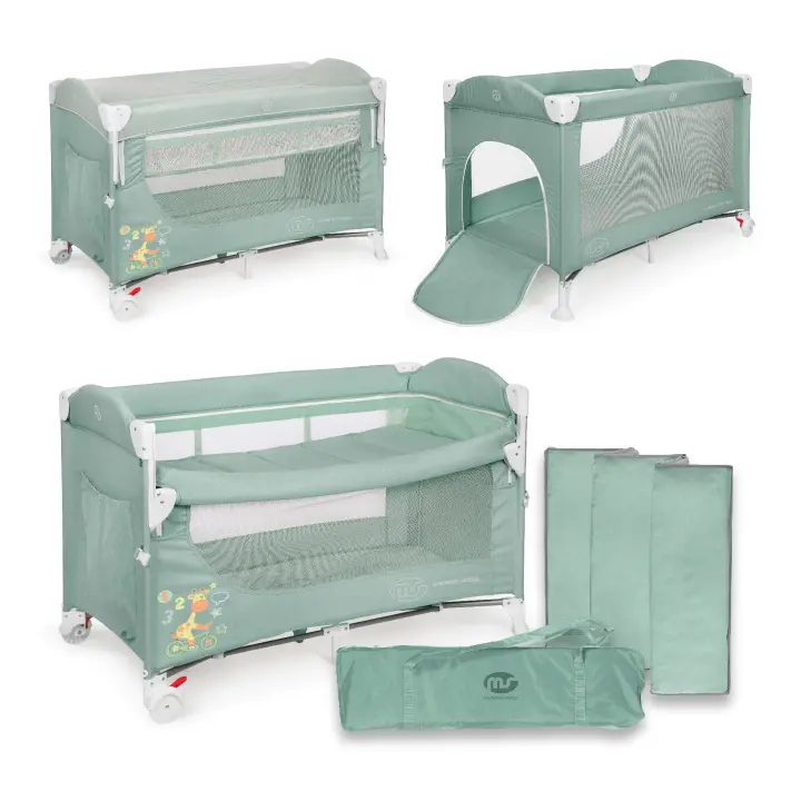 ms Ennis - Cuna colecho de Viaje, Parque Infantil y Cuna clásica 3 en 1 - Plegable 2 Alturas con Buena circulación de Aire – Entrada Lateral y Ruedas con Freno - Incluye Bolsa Viaje - 1