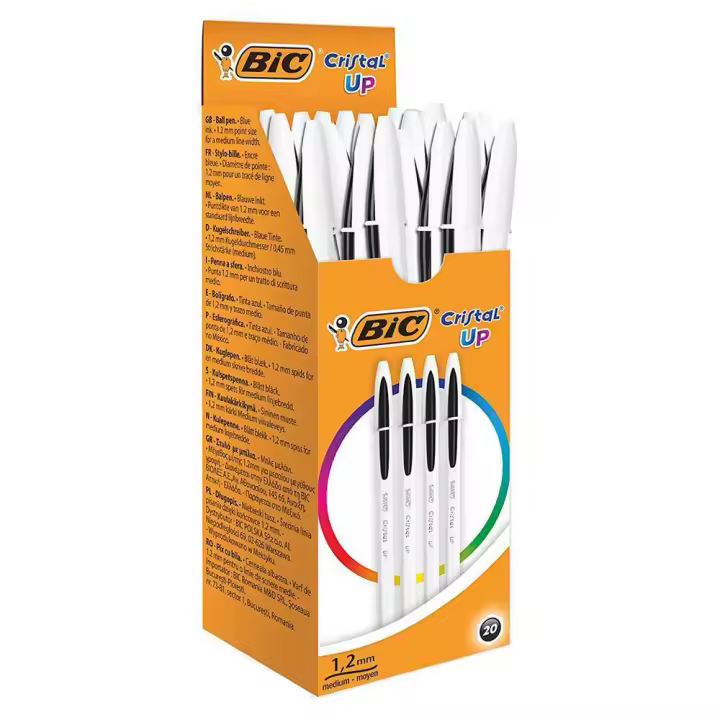 BIC Cristal Up Bolígrafo Punta Media 1,2mm Negro (Caja de 20 Uds.) - 1