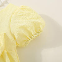 Vestido De Verano Para Bebé Niña En Color Sólido Con Cuello Redondo Y Lazo Para Uso Diario De Longitud De Rodilla - details 10
