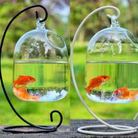 Acuario De Vidrio Transparente Con Soporte Para Decoración De Hogar Forma Redonda/Cuadrada Vaso De Peces Con Soporte De Colgante - details 10