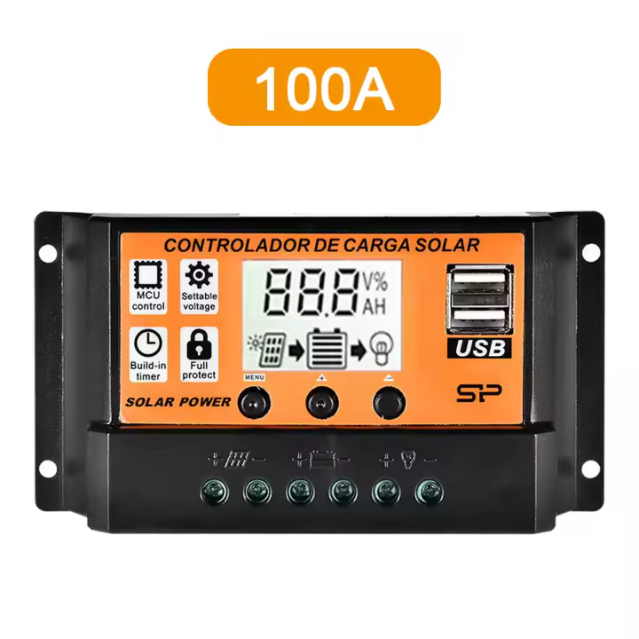 Controlador De Carga Solar MPPT 30A 50A 100A Regulador De Batería Y Panel Solar Con USB Doble Y Pantalla LCD De 5V - 1