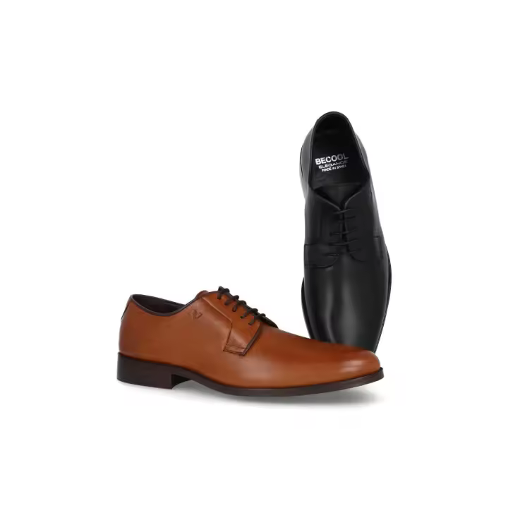 Mº0075 - BECOOL ZAPATO CABALLERO PIEL    COLORES : NEGRO , CUERO  TALLAS : 39 AL 46  CORTE EXTERIOR : PIEL  FORRO INTERIOR : PIEL   PLANTILLA : PIEL    ALTURA TACÓN / CUÑA : 2 CM.  PISO : SINTÉTICO - 1
