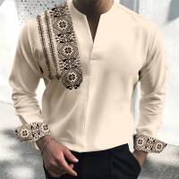 Camisa Casual Para Hombre De Manga Larga Primavera Otoño Con Estampado Libre Estilo Callejero Cuello En V Botones Simplicidad Oficina - details 4
