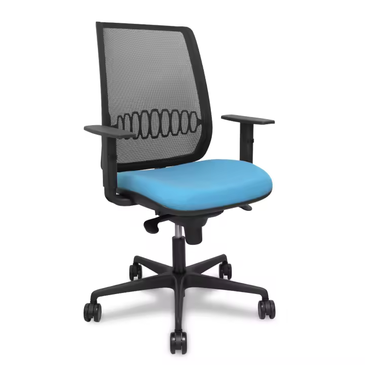 Silla Alares sincro malla negra bali azul cielo brazo regulable - 1