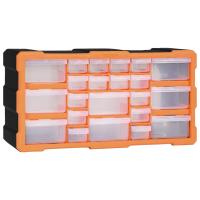 vidaXL Organizador Multicajones con 22 Cajones Taller Herramientas Armario Color Gris,  Naranja y negro, y mas - details 1