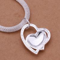 Collar De Lujo De Corazón Noble Para Mujer Platinado En Plata De 18 Pulgadas Joyería De Moda Encantadora Para Boda Y Fiesta - details 2