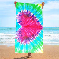 Nueva toalla de playa con estampado tie-dye, toalla de baño absorbente para vacaciones en la playa. - details 5