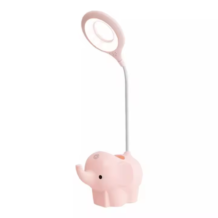 BEL AIR HOME - Lámpara de Escritorio KIDS Rosa, Led Táctil 5W con Batería, Diseño de Elefante Infantil y 3 Temperaturas de Luz - 1