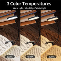 Lámpara De Lectura LED Recargable Por USB Con Pinza Para Libro 3 Temperaturas De Color Luz Nocturna Para Estudio Y Dormitorio - details 2