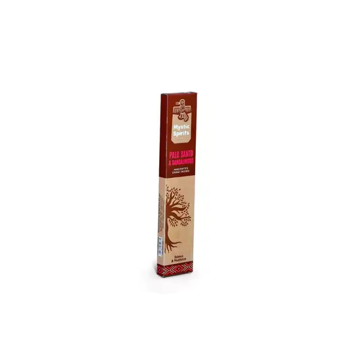 Incienso Sahumerio Palo Santo y Sándalo - Mystic Spirits - Artesanal - Hecho en India - 8 varitas - Equilibrio y Meditación - 1