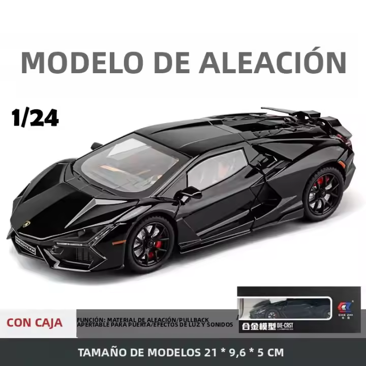 Lamborghini Revuelto Super Coche De Juguete Para Niños Modelo a Escala 1:24 Con Sonido Y Luz Vehículo Diecast Colección Miniatura Metal - 1