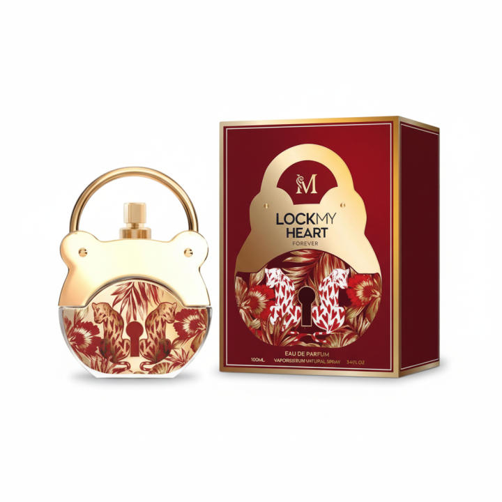 Perfume femenino Lock My Heart Forever Eau de Parfum, fragancia elegante y envolvente con un toque romántico, ideal para el día a día o ocasiones especiales. Presentado en frasco original con diseño joya y estuche a juego 🚚 Envíos a España 24/48 horas