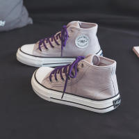Zapatillas De Lona Para Mujer Nuevas Primavera/Otoño Con Suela Gruesa Y Altas Botas Casual Rosa Zapatos Planos Con Cordones Para Estudiantes - details 5