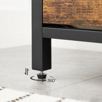 Banco zapatero industrial con cajón, asiento tapizado acolchado, capacidad para 6 pares, bául almacenaje, estructura de acero, marrón rústico y negro - details 6