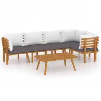 VIDAXL conjunto de sofás y mesa de jardín madera con acabado gris oscuro y blanco vida xl - 1