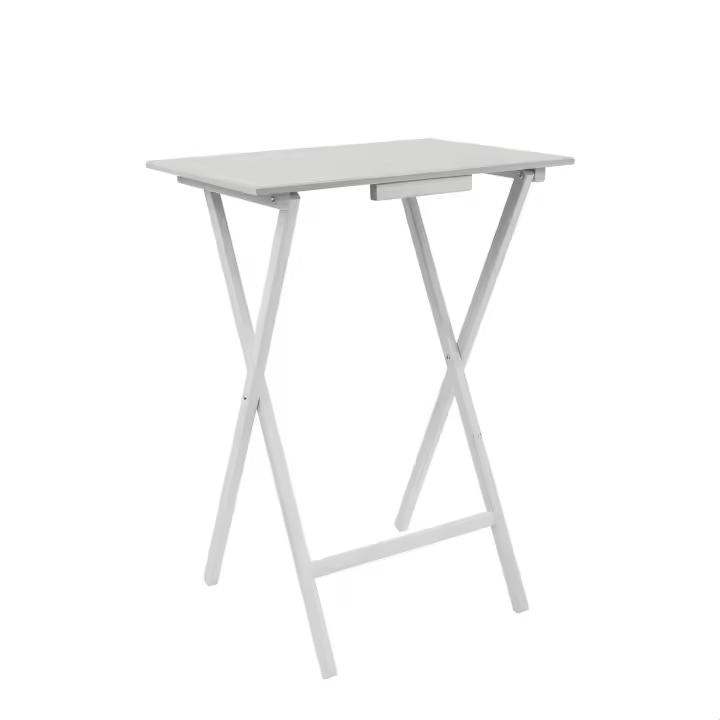 Mesita Auxiliar Rectangular Plegable Wellhome, Acabado Blanco, 48x35x64 Cm - 1