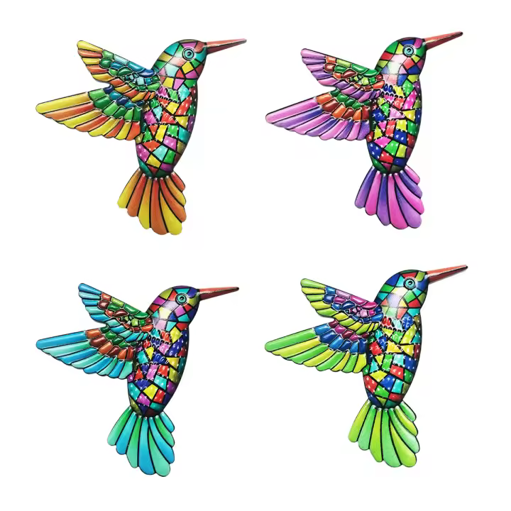 Colibrí de Hierro para Colgar en la pantalla del Hogar, accesorios para manualidades, Colgante, Adorno de Metal, decoración de Jardín, 4 piezas - 1