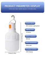 Lámpara LED Recargable USB Para Exteriores 60W Luz De Emergencia Con Gancho Para Camping Pesca Y Luces Nocturnas Portátiles Para Tiendas - details 7