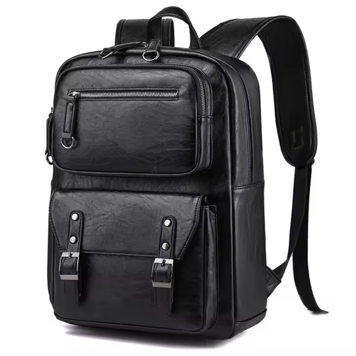 Mens Genuine Leather Backpack Business Laptop Backpack Waterproof Travel College - 1