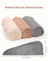 Toalla De Microfibra Gris Para Pelo Húmedo Turbo Secado Para Pelo Rizado Mujeres Niñas Antirrevuelto - details 2